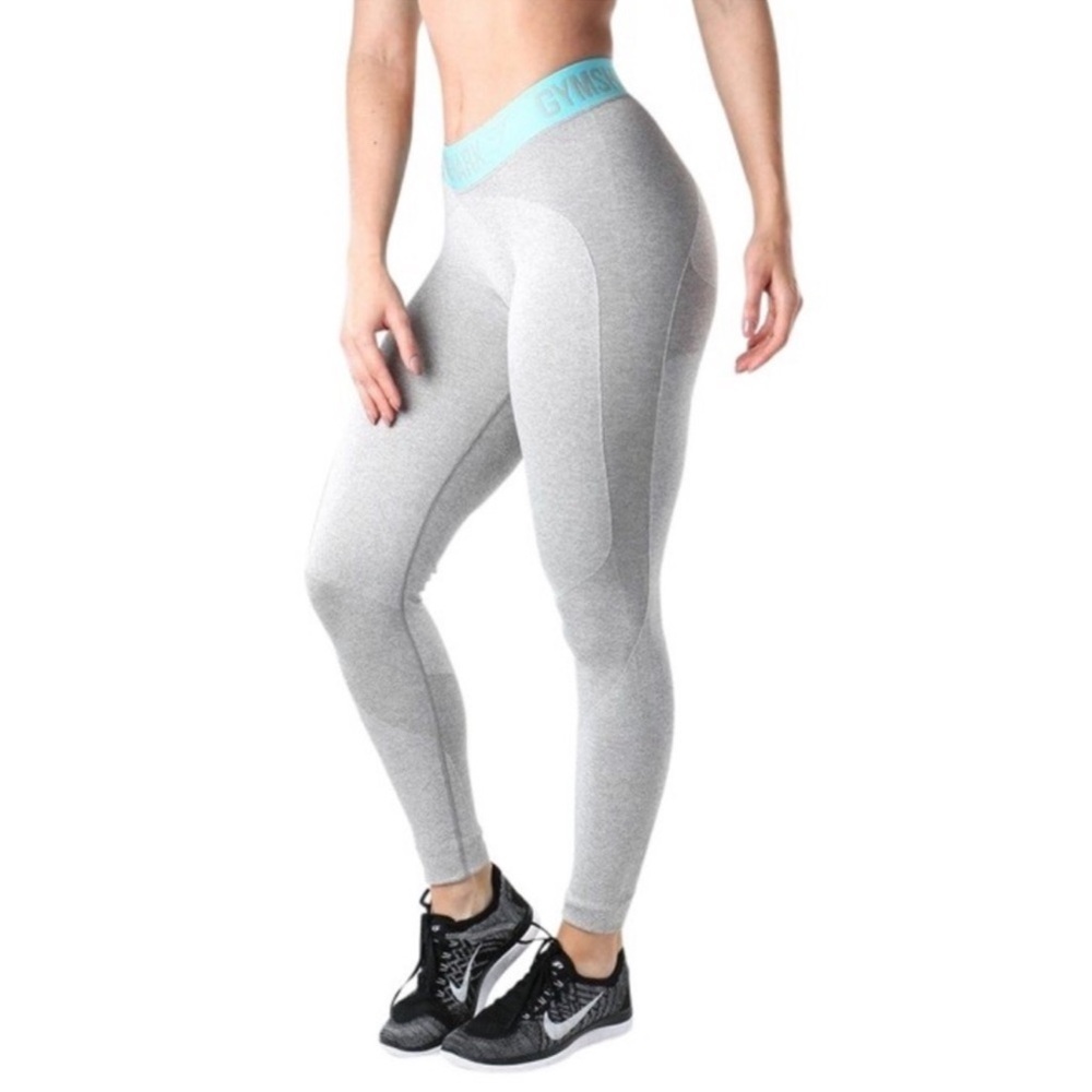 Gymshark Flex Light Grey Charcoal & Light Blue Leggings Size XS